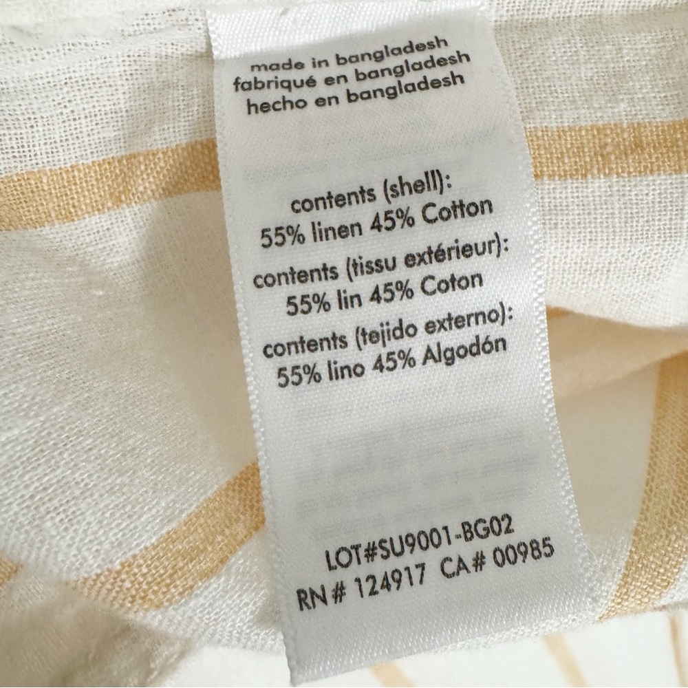Onia Linen Blend Single Stripe Josh Pull Over Shirt NWT Large - Picture 9 of 15